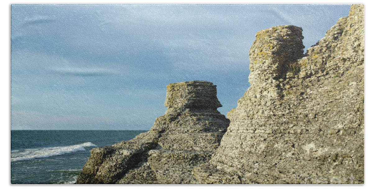 Baltic Beach Sheet featuring the photograph Spectacular eroded cliffs by Kennerth and Birgitta Kullman
