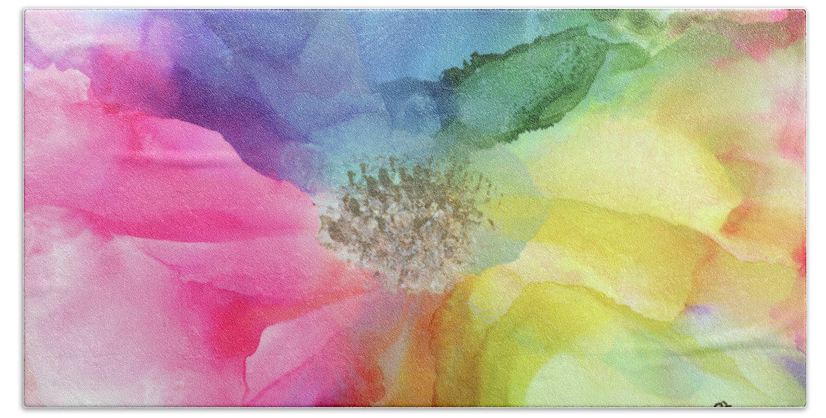 Flower Beach Towel featuring the painting Spectrum of Life by Eli Tynan