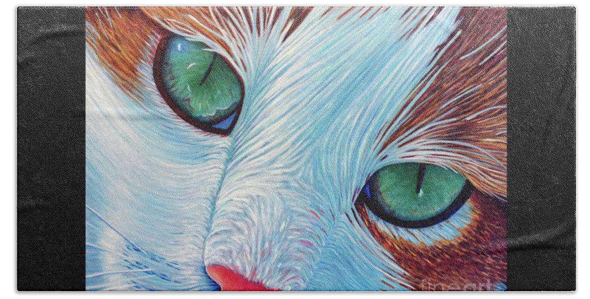 Cat Beach Towel featuring the painting Spellbound by Brian Commerford