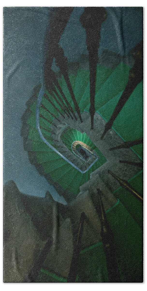 Staircase Beach Towel featuring the photograph Spirals in stones by Jaroslaw Blaminsky