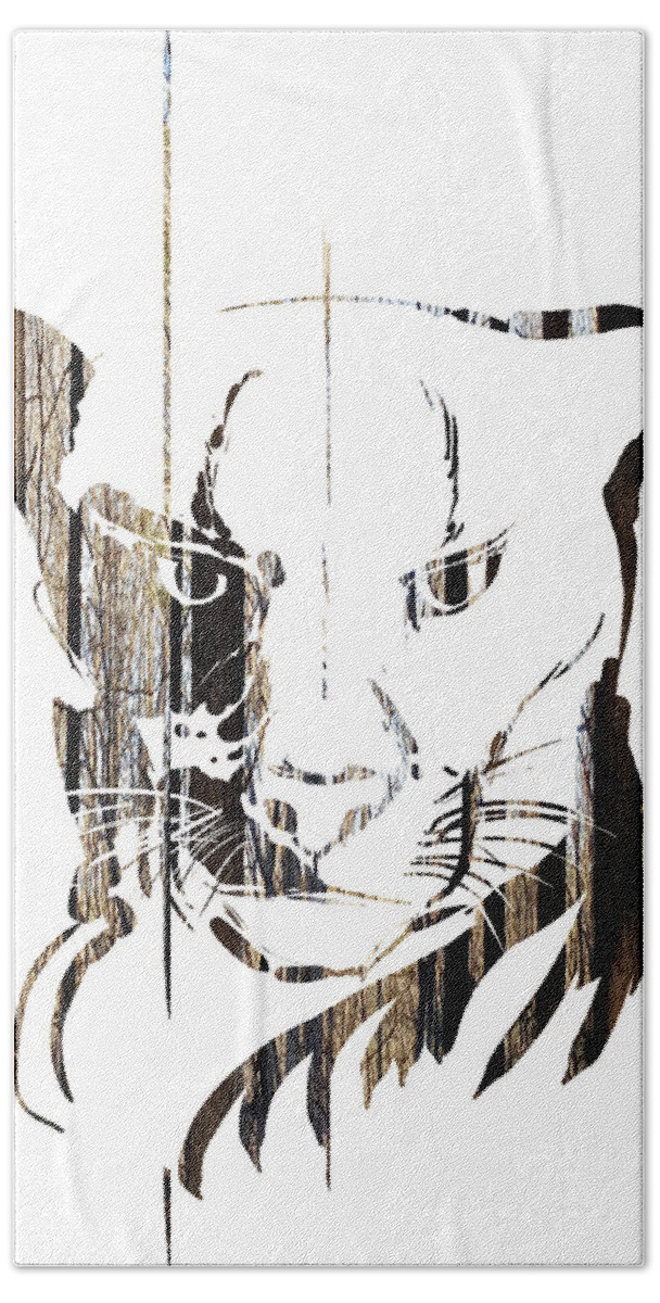  Beach Towel featuring the painting Spirit Animal . Cougar by John Gholson