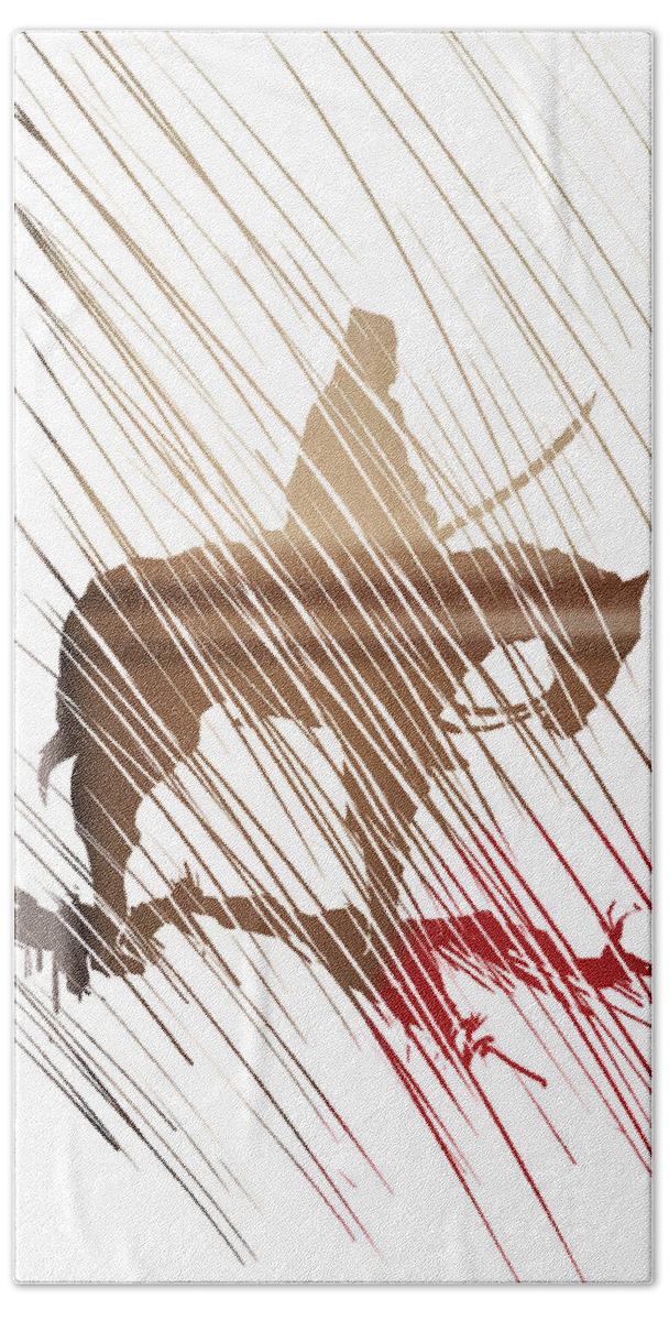  Beach Towel featuring the painting Spirit Animal . War Horse by John Gholson