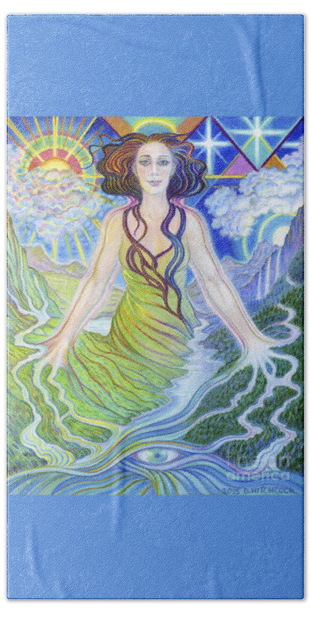 Spiritual Beach Towel featuring the drawing Spirit Guide Reyanne by Debra Hitchcock