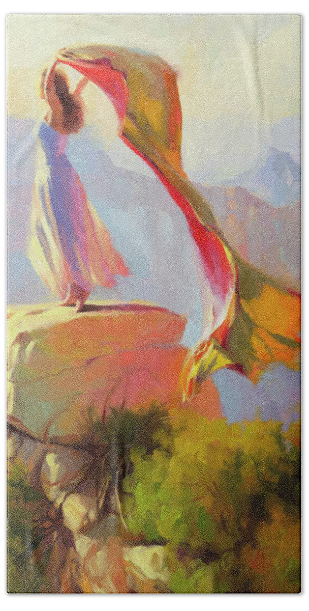 Southwest Beach Towel featuring the painting Spirit of the Canyon by Steve Henderson