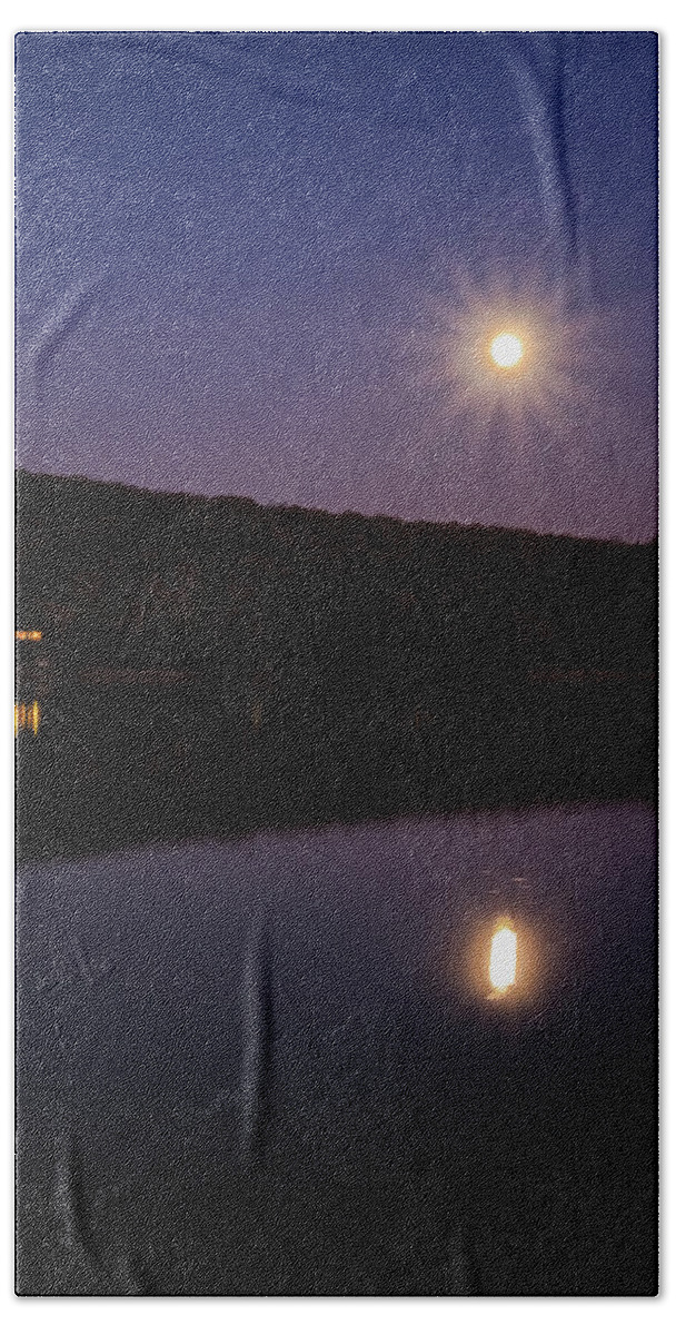 Spofford Lake New Hampshire Beach Towel featuring the photograph Spofford Super Moon by Tom Singleton