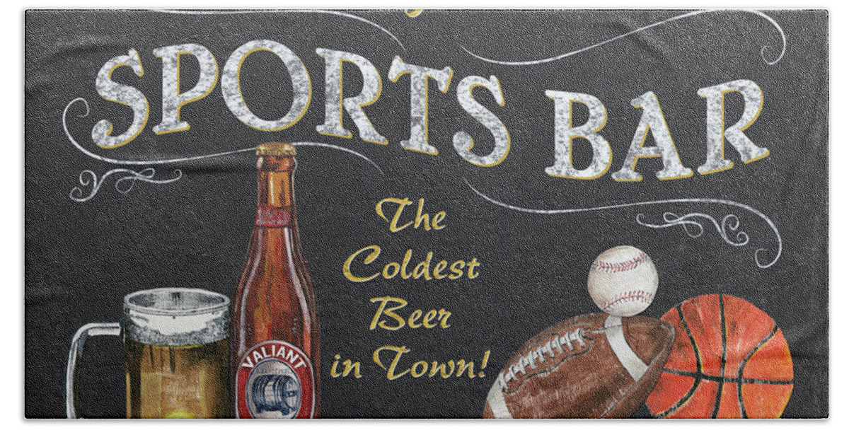 Sports Beach Towel featuring the painting Sports Bar by Debbie DeWitt