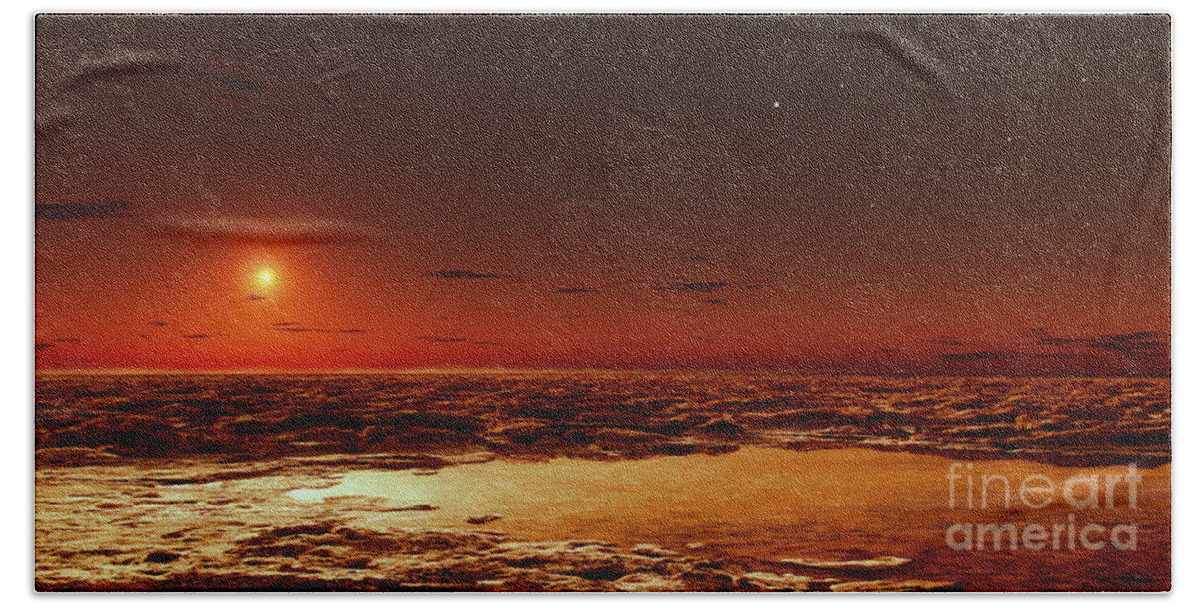 Mars Beach Towel featuring the digital art Spring Arrives Near The Martian Polar by Frank Hettick
