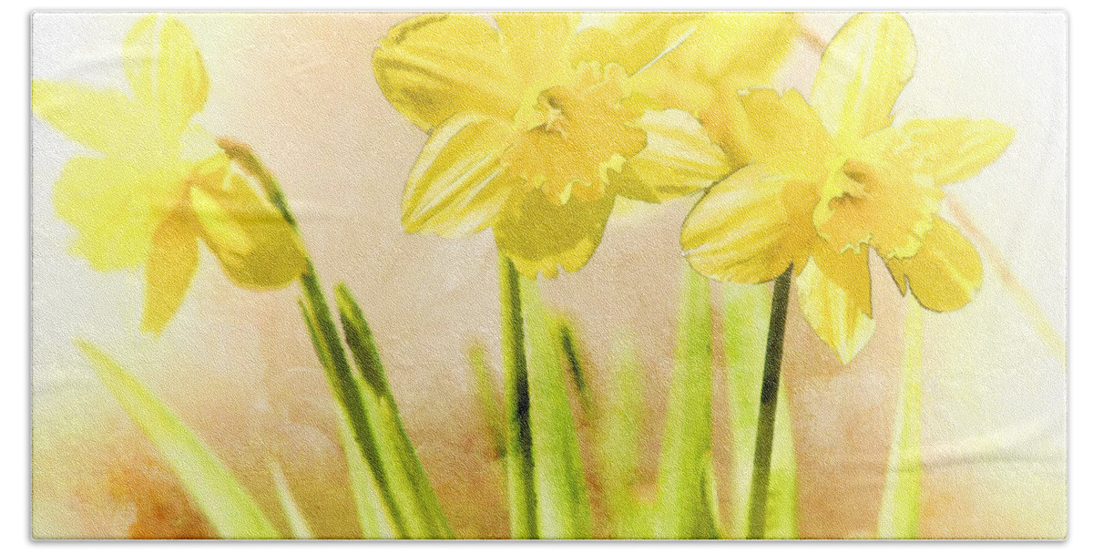 Yellow Beach Towel featuring the photograph Spring Daffodils by Eleanor Abramson