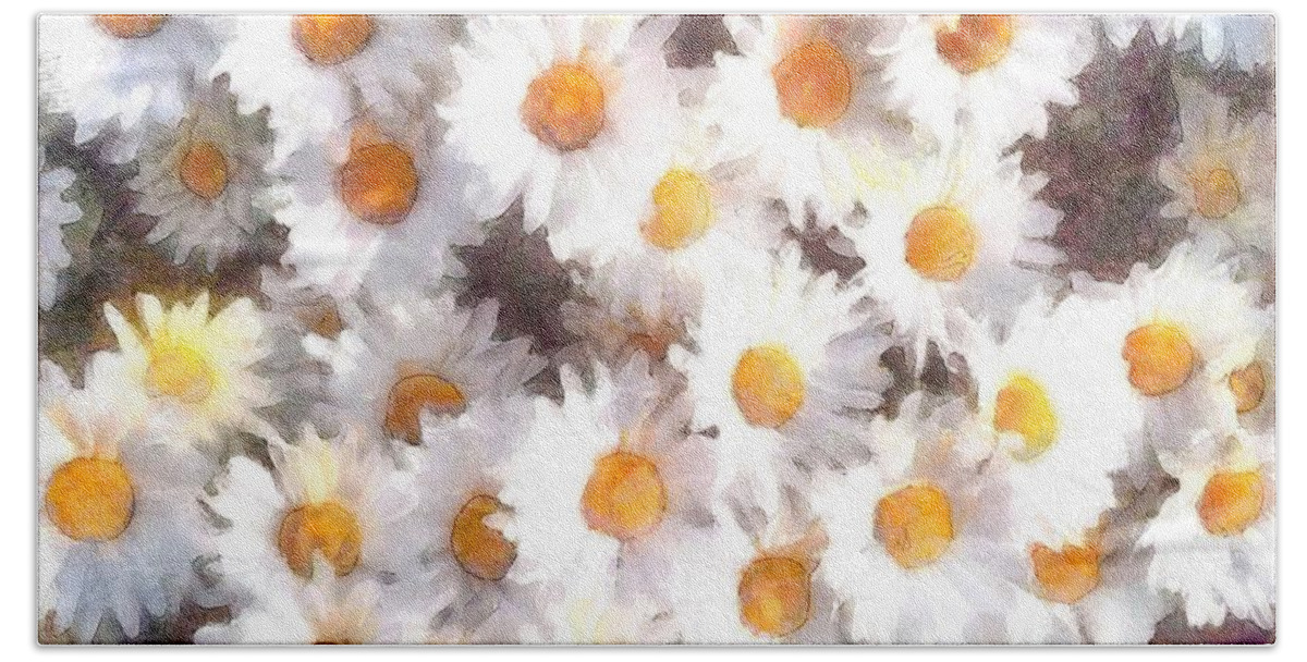 Common Daisy Beach Towel featuring the painting Spring Daisy Wildflower Watercolor by Taiche Acrylic Art