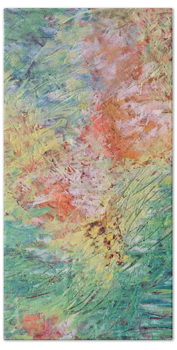 Abstract Beach Towel featuring the painting Spring Ecstasy by Nicolas Bouteneff