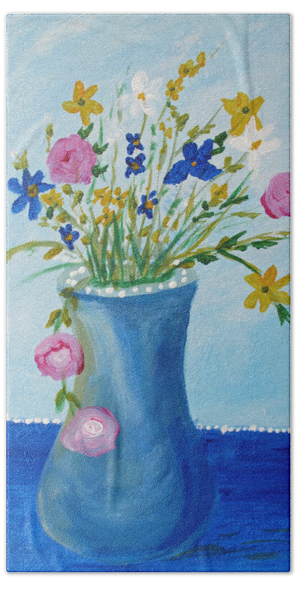 Bouquet Beach Towel featuring the painting Spring Fantasy One by Barbara McDevitt