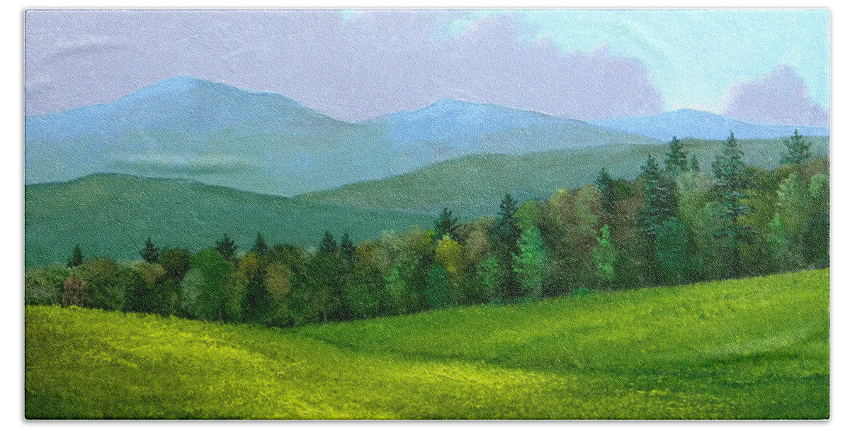Spring Beach Towel featuring the painting Spring In The Mountains by Frank Wilson
