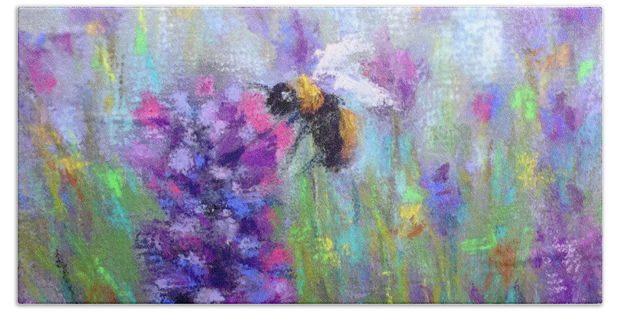 Bee Beach Sheet featuring the painting Spring's Treat by Susan Jenkins