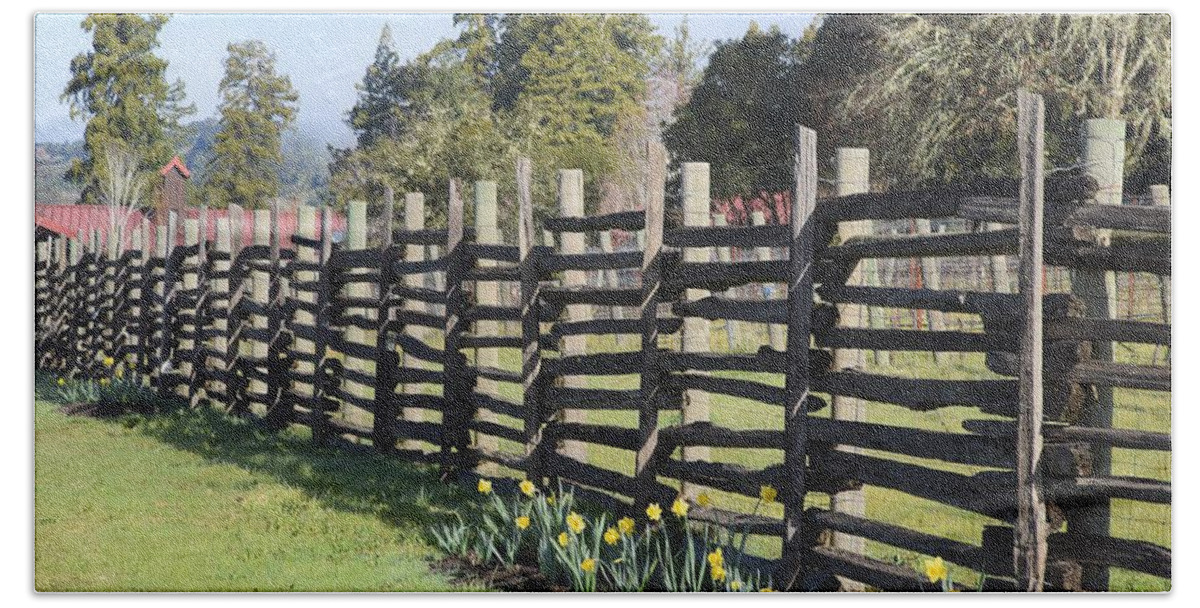 Fence Beach Sheet featuring the photograph Springtime in Anderson Valley by Lisa Dunn