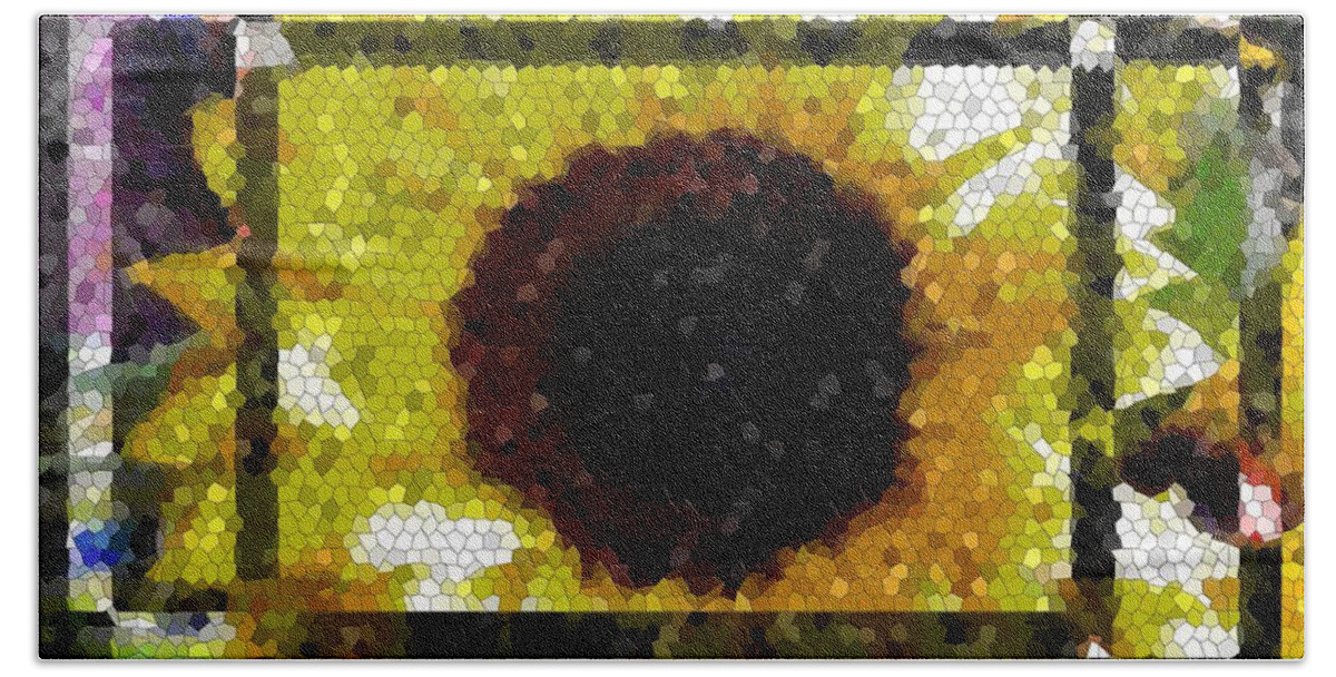 Sunflower Beach Towel featuring the digital art Springtime Mosaic by Tim Allen