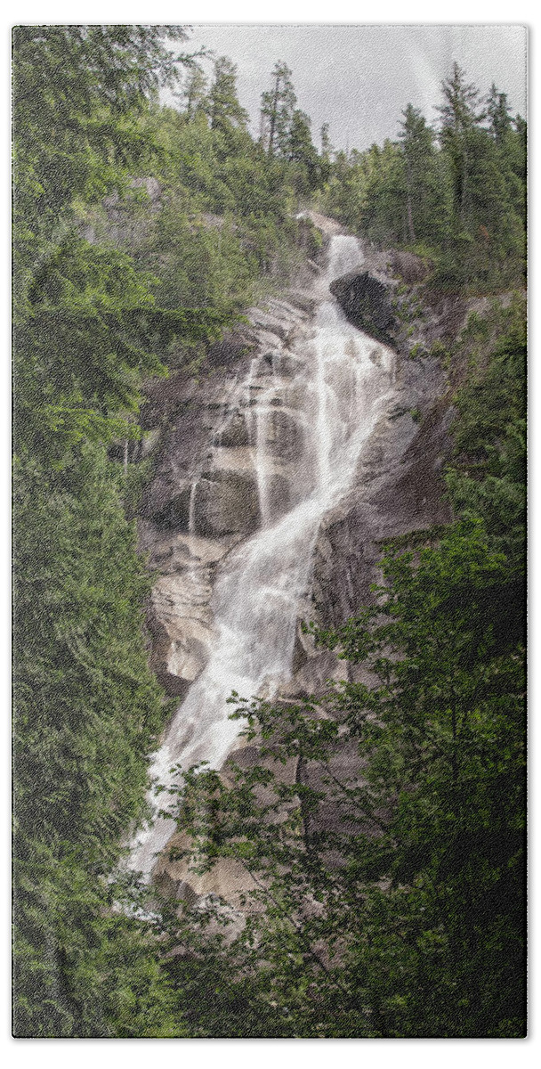 Waterfall Beach Towel featuring the photograph Squamish Waterfall by Lawrence Knutsson