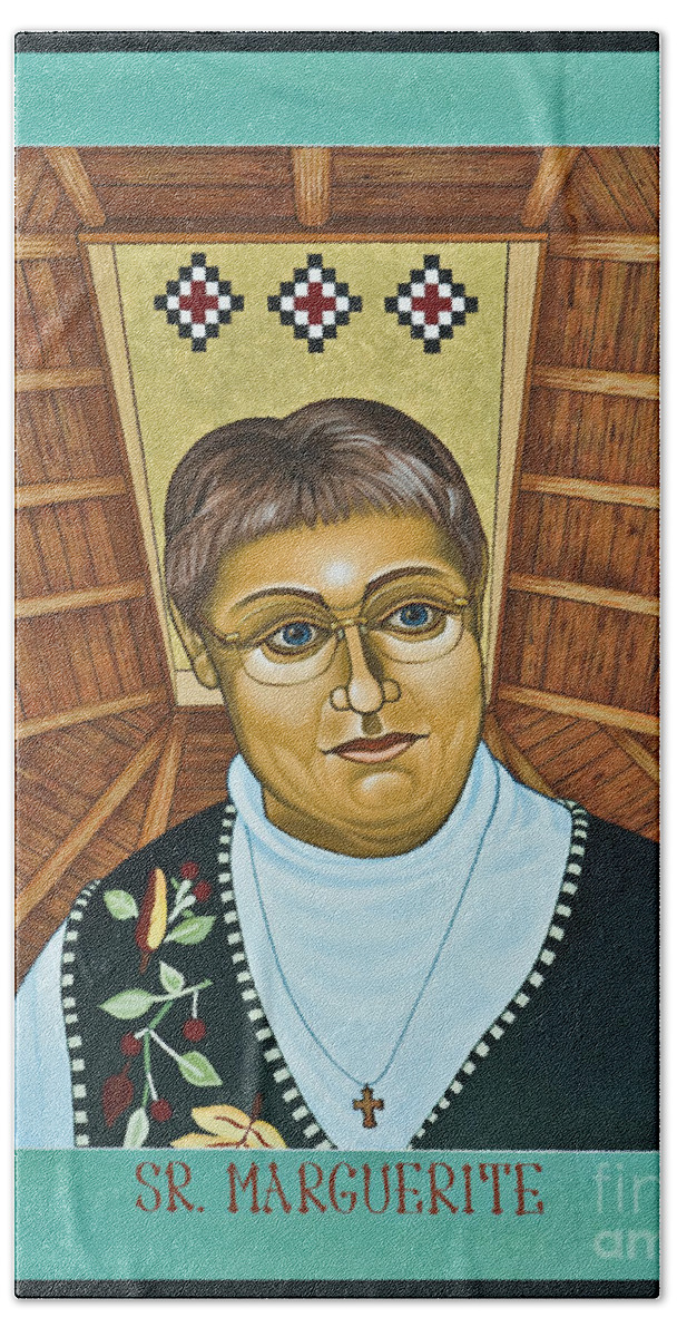 Sr. Marguerite Bartz Beach Towel featuring the painting Sr. Marguerite Bartz - LWMAB by Lewis Williams OFS