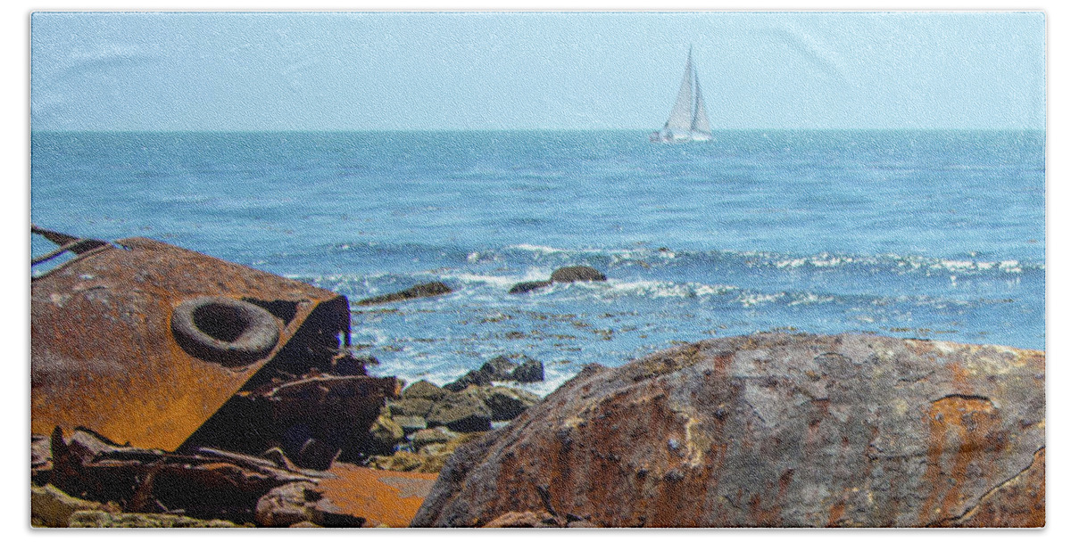 Beach Beach Towel featuring the photograph SS Dominator Wreckage by Ed Clark