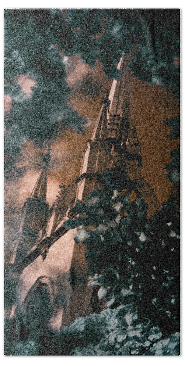 Fine Art Beach Towel featuring the photograph St Dunstan in the East tower by Helga Novelli