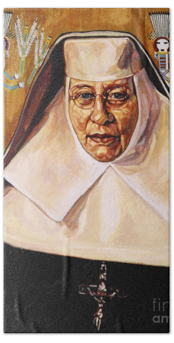 St. Katharine Drexel Beach Towel featuring the painting St. Katharine Drexel - LWKDE by Lewis Williams OFS