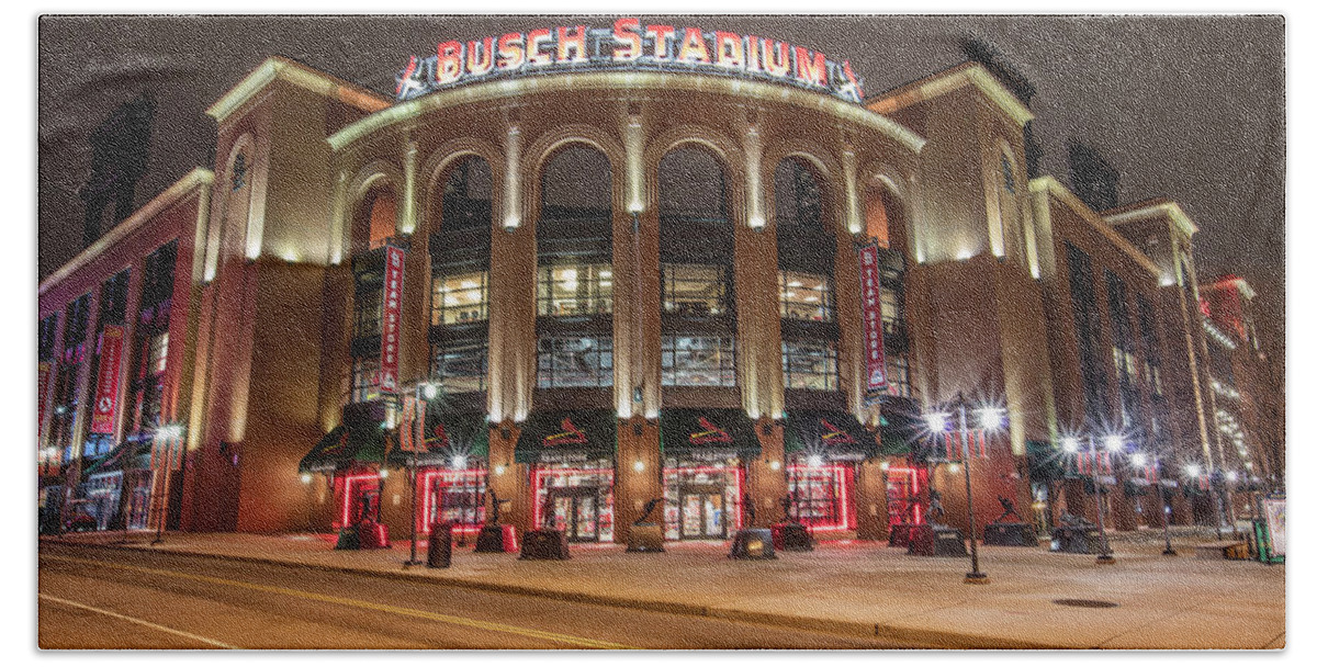 Baseball Beach Towel featuring the photograph St Louis Busch Stadium by John McGraw