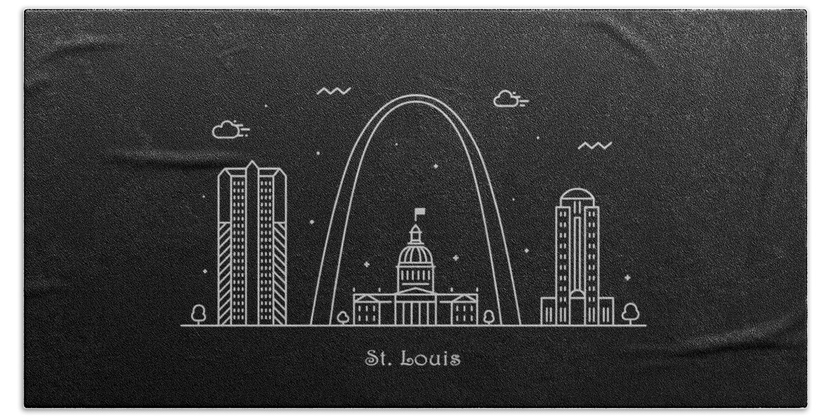 St Louis Beach Towel featuring the drawing St. Louis Skyline Travel Poster by Inspirowl Design