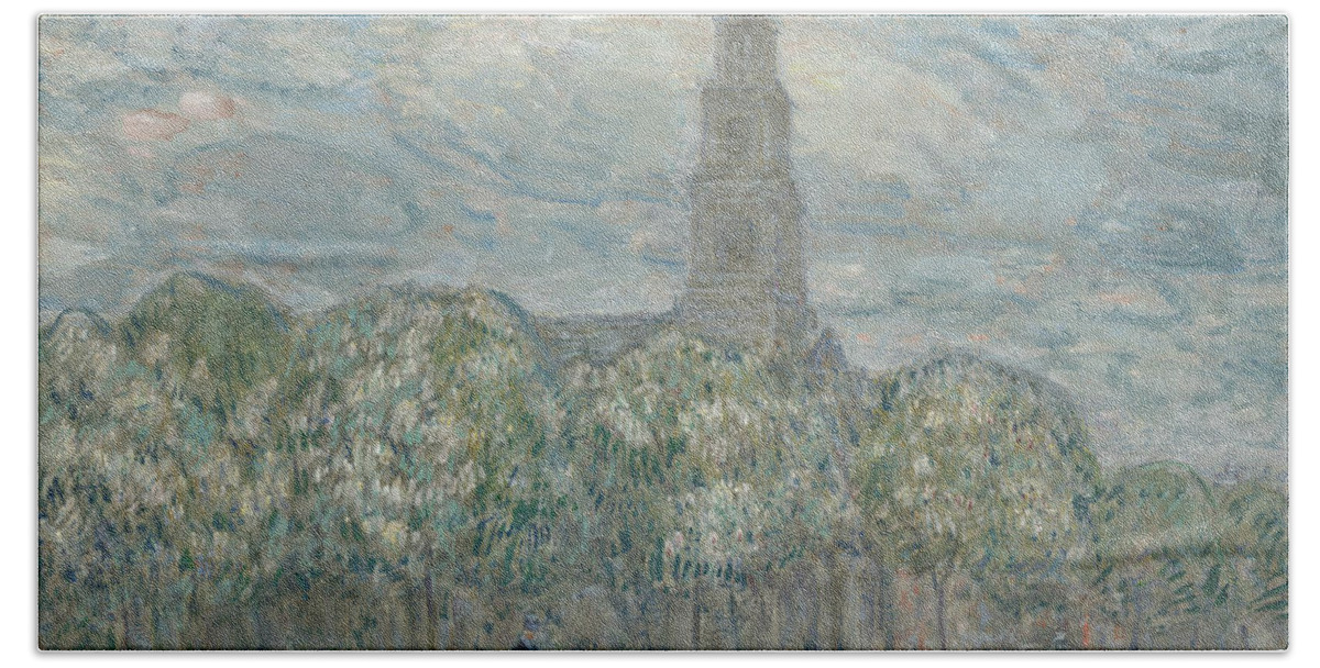 Childe Hassam Beach Towel featuring the painting St Marks in the Bowery by Childe Hassam