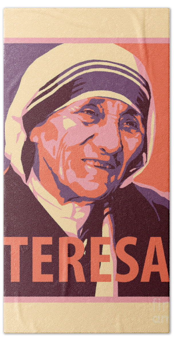 St. Teresa Of Calcutta Beach Towel featuring the painting St. Teresa of Calcutta - JLTEC by Julie Lonneman