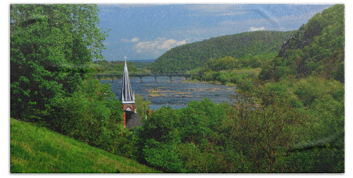 St. Peter's Roman Catholic Church In Harpers Ferry Beach Towel featuring the photograph St. Peter's Roman Catholic Church in Harpers Ferry by Raymond Salani III
