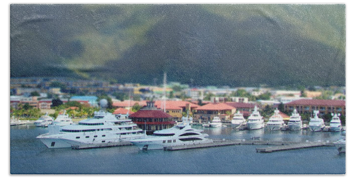 Tilt Shift Beach Sheet featuring the photograph St. Thomas US Virgin Islands by Shelley Neff