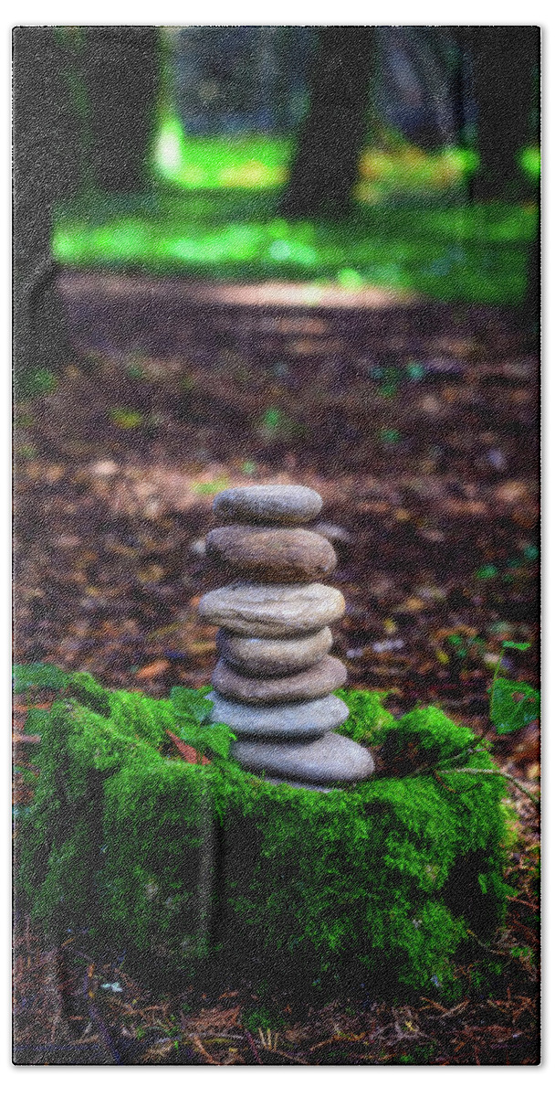 Zen Stones Beach Towel featuring the photograph Stacked Stones And Fairy Tales IV by Marco Oliveira