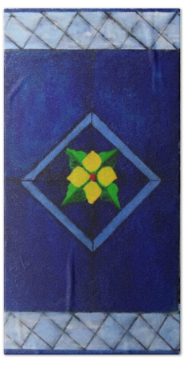 Design Beach Towel featuring the painting Stained Glass by Carol Allen Anfinsen