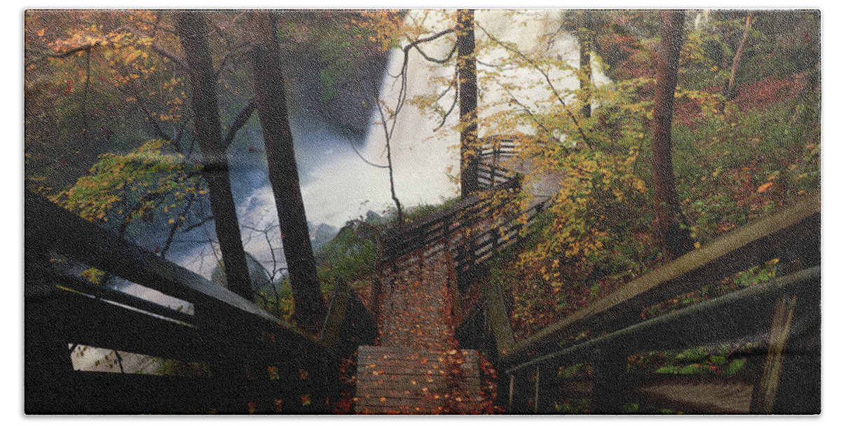 Waterfall Beach Sheet featuring the photograph Stairway to Brandywine by Rob Blair