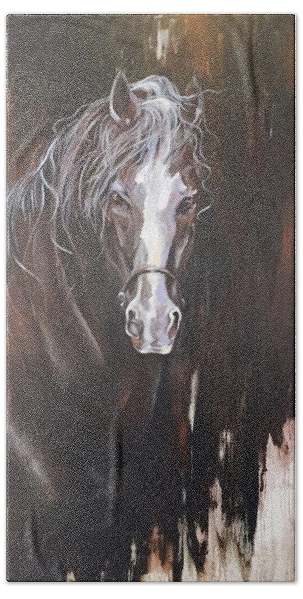Horse Beach Towel featuring the painting Standing Firm by Heather Roddy