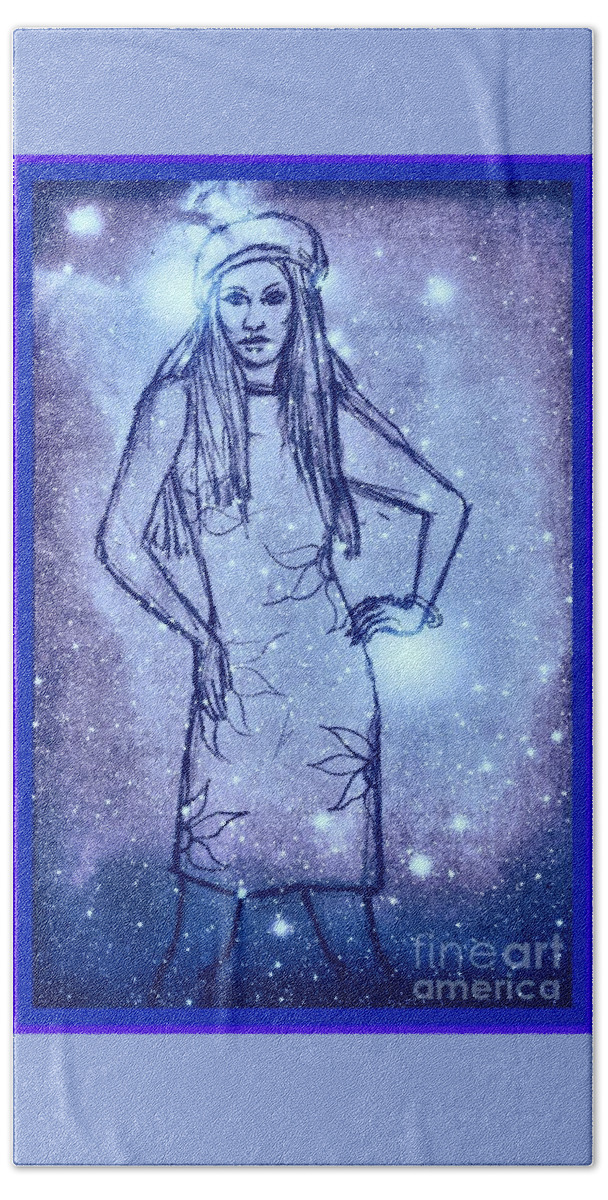 Stars Beach Towel featuring the mixed media Starlight of Space and Time by Joan-Violet Stretch