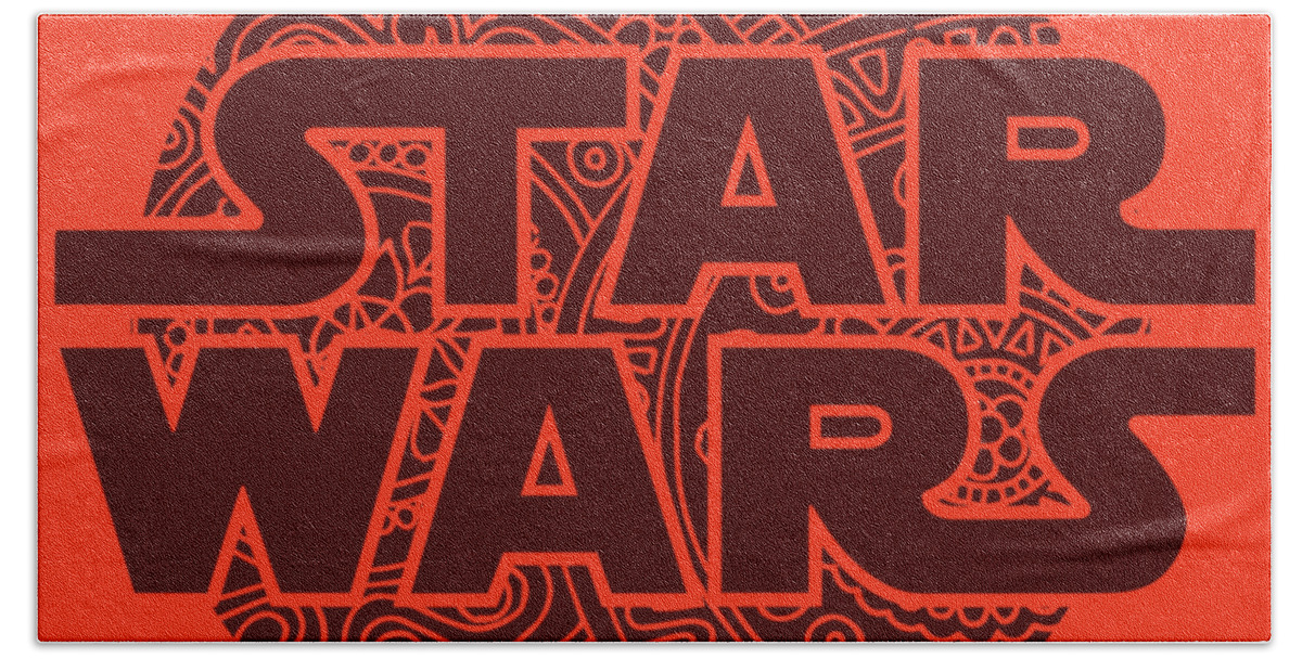 Star Wars Beach Towel featuring the mixed media Star Wars Art - Logo - Red 02 by Studio Grafiikka