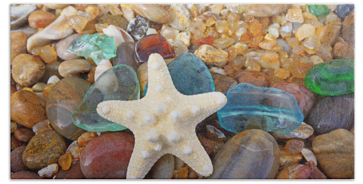 Starfish Beach Towel featuring the photograph Starfish Art Prints Star Fish Seaglass Sea Glass by Patti Baslee