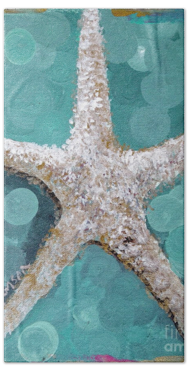 Starfish Beach Sheet featuring the painting Starfish Goldie by Kristen Abrahamson