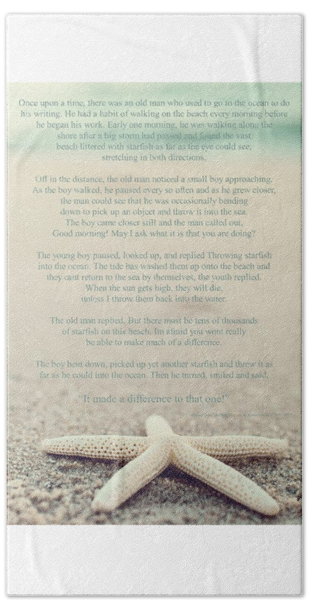 Starfish Make A Difference Vintage Beach Sheet featuring the photograph Starfish Make A Difference Vintage by Terry DeLuco