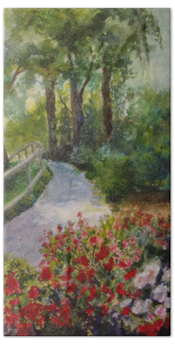 Canada Beach Towel featuring the painting Stay on the Pathway by Cheryl Wallace