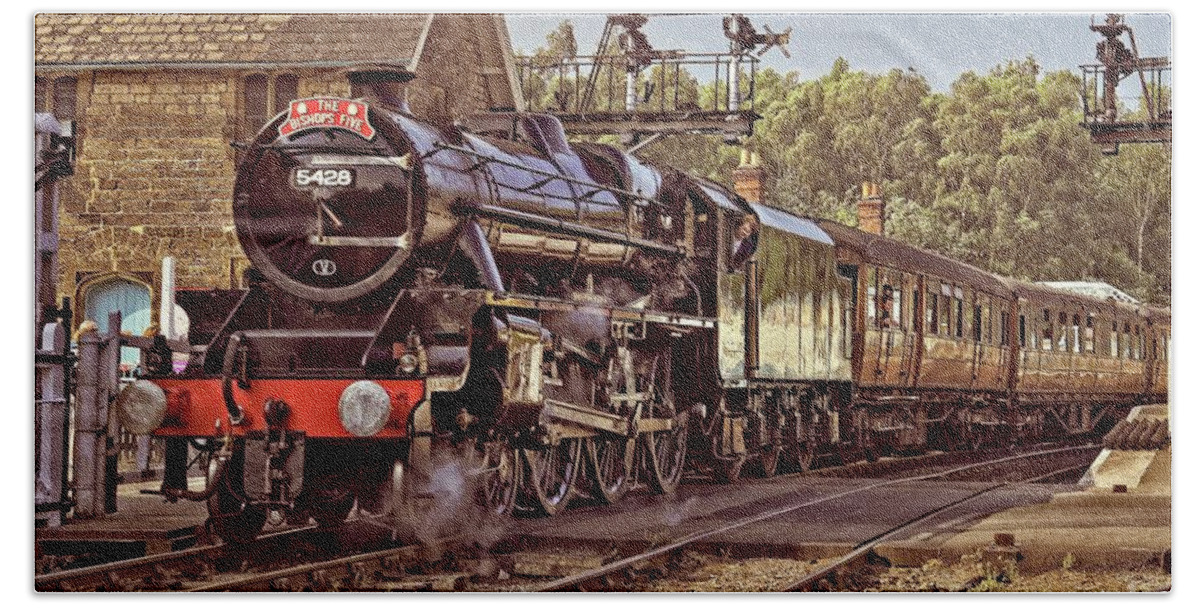 Steam Engine Beach Towel featuring the photograph Steam Loco On Yorkshire Railway by Martyn Arnold