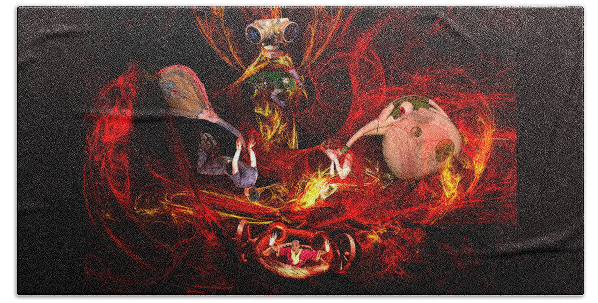 Steampunk Beach Towel featuring the digital art Steampunk Hell by Lisa Yount