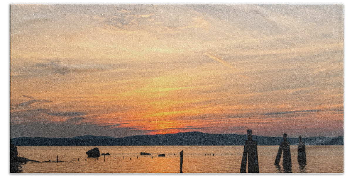 Emeline Park Beach Towel featuring the photograph Steamy Hudson River Sunrise by Angelo Marcialis