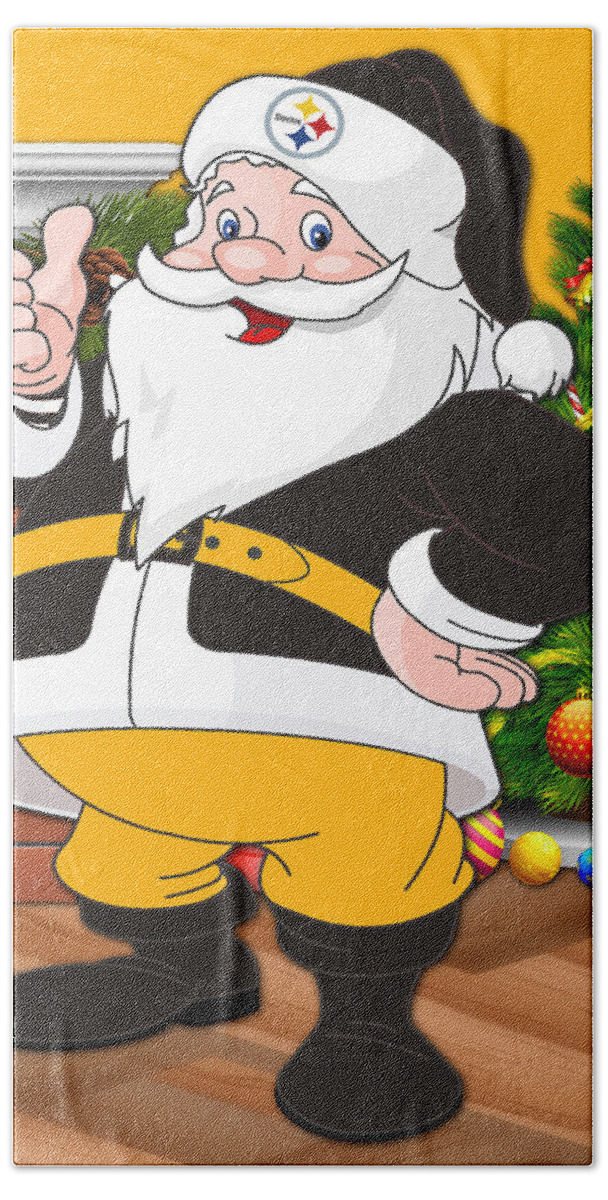 Steelers Beach Towel featuring the photograph Steelers Santa Claus by Joe Hamilton