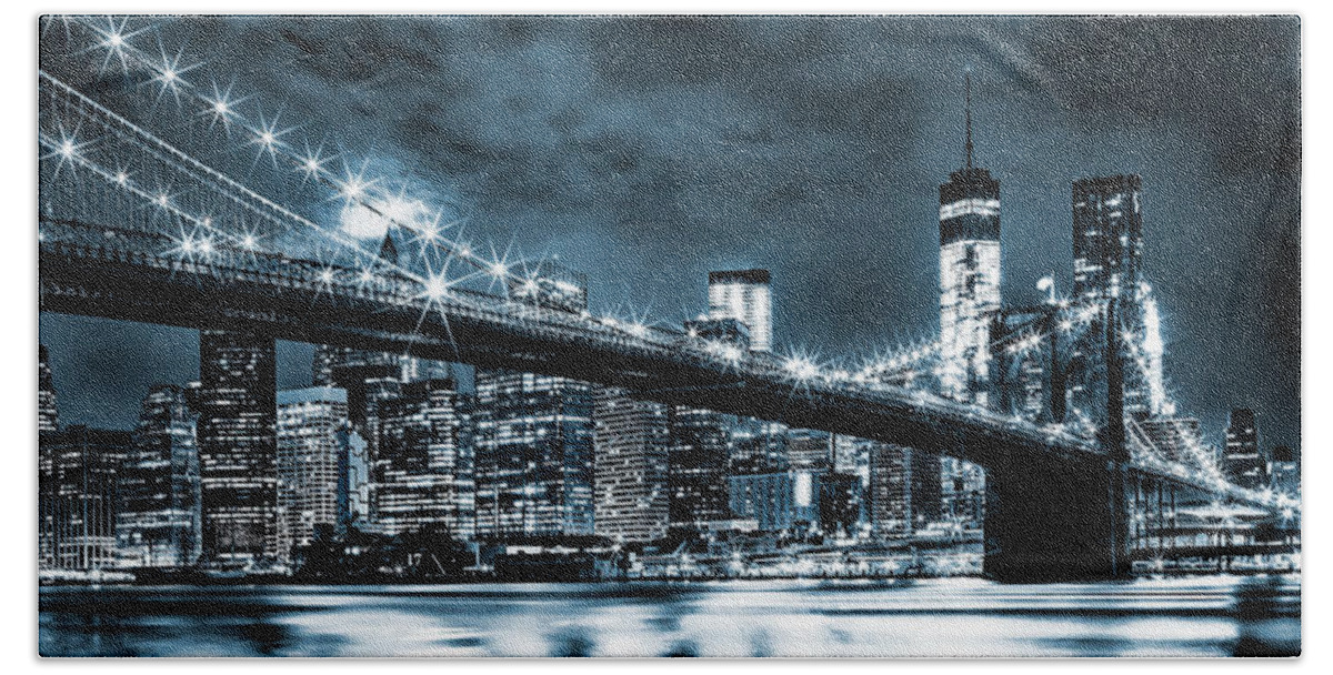 New York City Beach Towel featuring the photograph Steely Skyline by Az Jackson