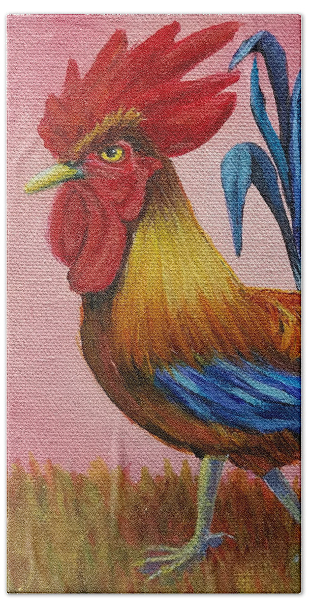 Rooster Beach Sheet featuring the painting Stepping into 2017 by Mishel Vanderten