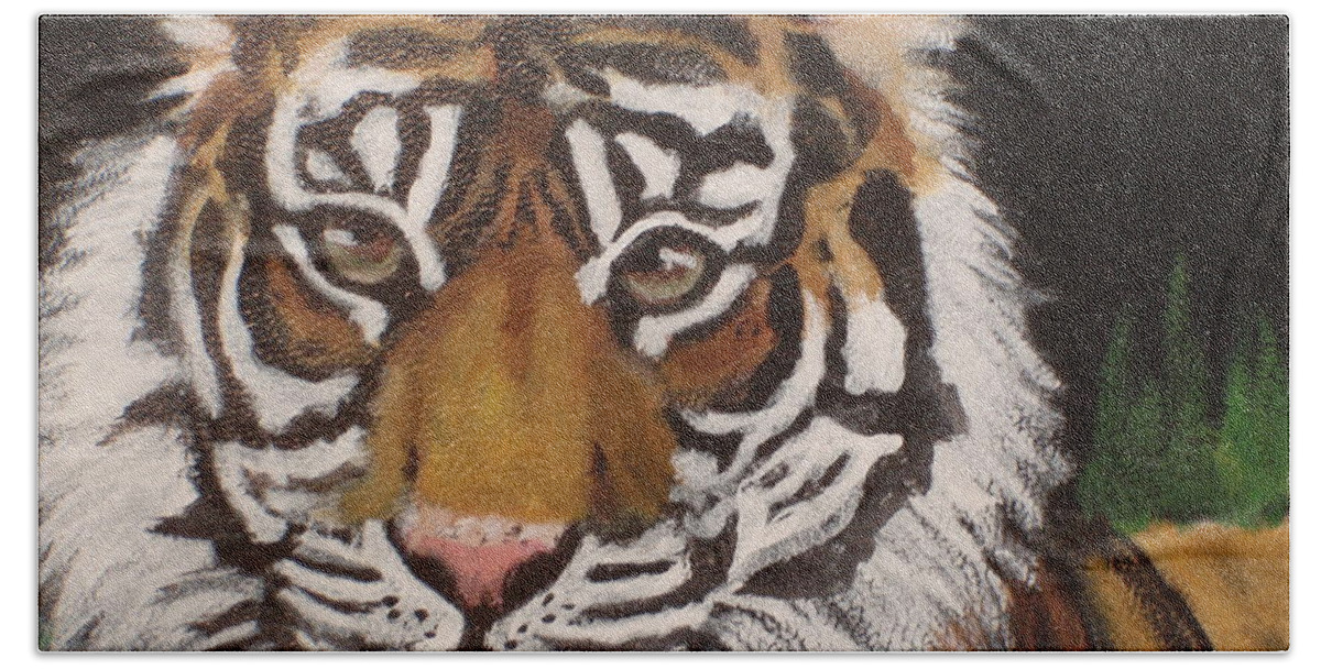 Tiger Beach Sheet featuring the painting Steve by Carol Russell