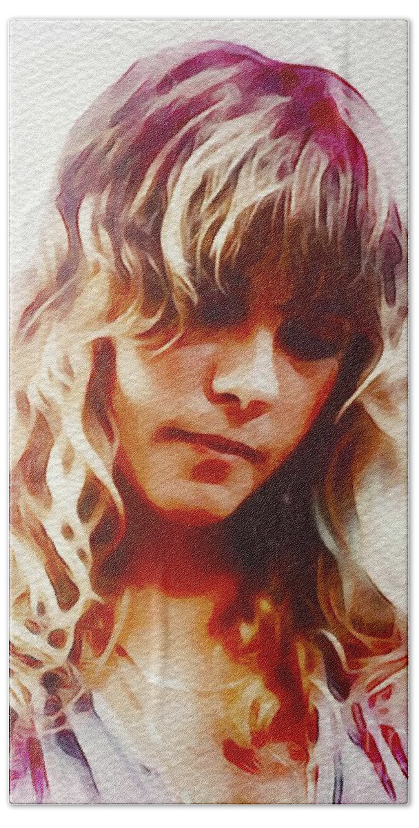 Stevie Beach Towel featuring the painting Stevie Nicks, Music Legend by Esoterica Art Agency