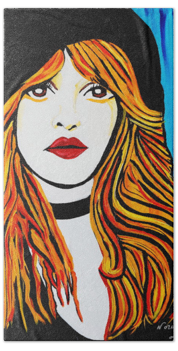 Stevie Beach Towel featuring the painting Stevie by Nora Shepley