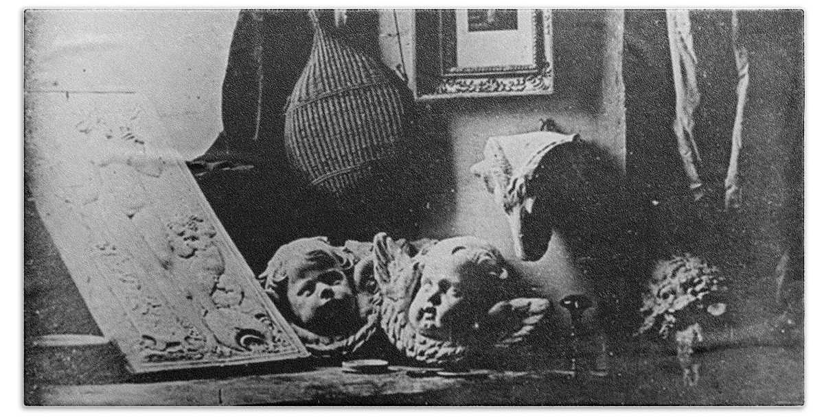 Louis Daguerre Beach Towel featuring the photograph Still Life By Daguerre, First Photo by Science Source